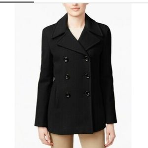 Calvin Klein Double Breasted Peacoat Black Wool